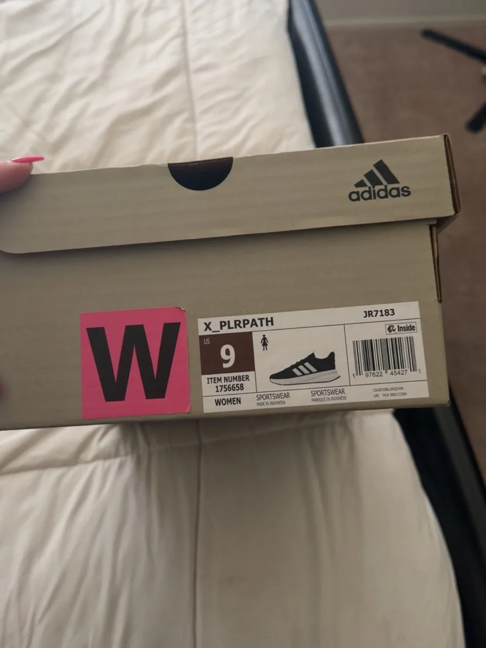 adidas Taupe Shoe Box with Pink Size Label